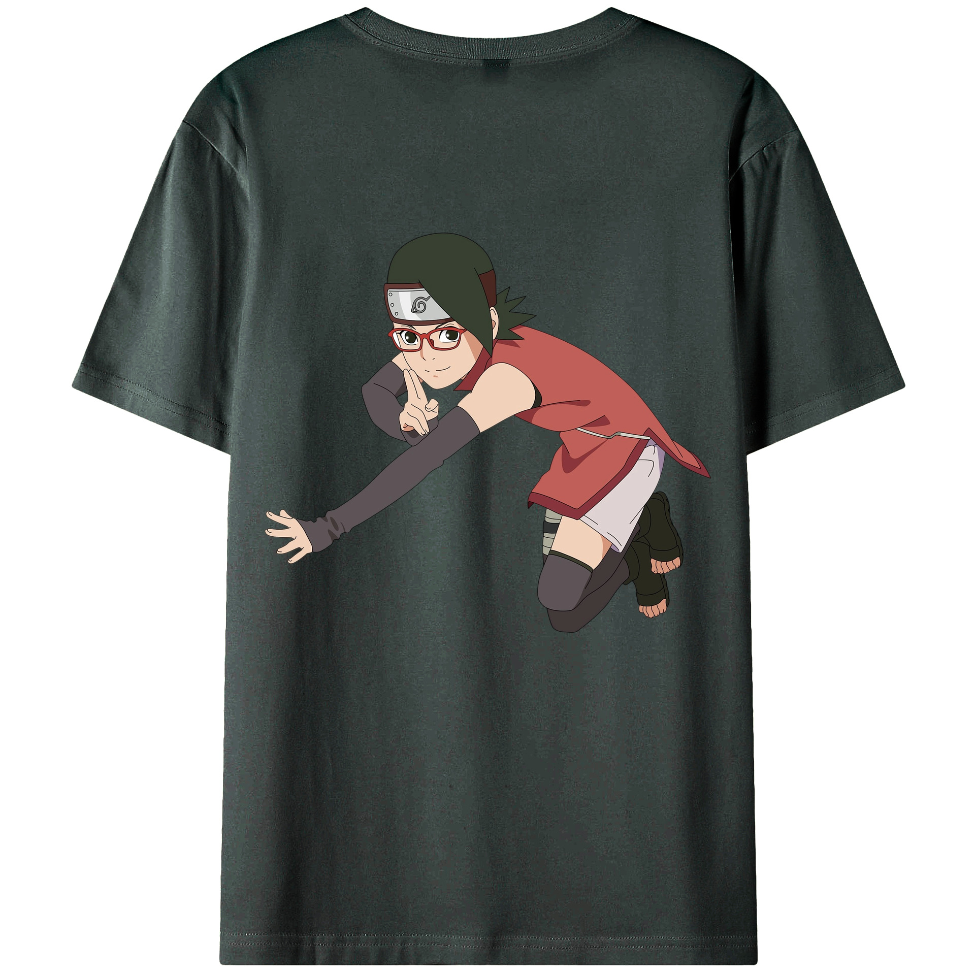 （画像用） NARUTO -ナルト- うちは サラダ Uchiha Sarada 綿100％ メンズ半袖Tシャツ（バックプリント） 通気性